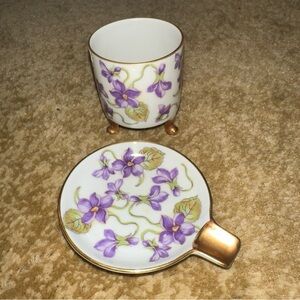 Ashtray Cigarette & Toothpick Holder Mitterteich Bavaria Germany Purple Violet